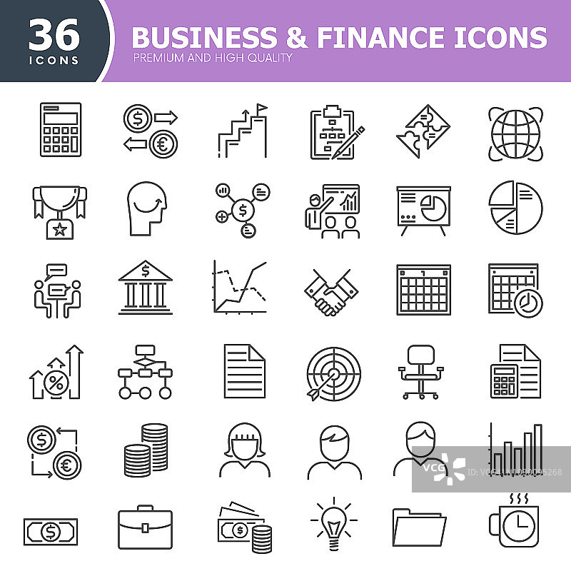金融与货币线性图标图片素材