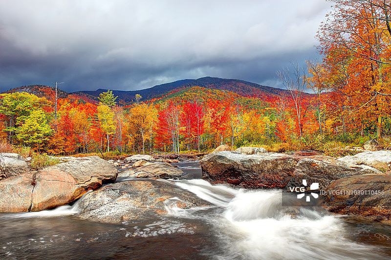 纽约阿迪朗达克地区的秋季树叶图片素材