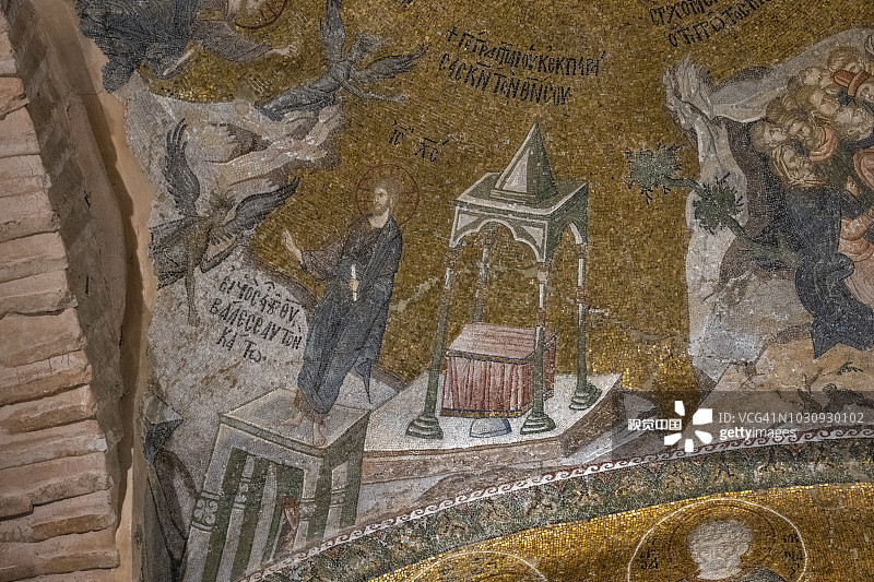 伊斯坦布尔乔拉教堂圣救世主教堂墙壁和天花板上的马赛克细节图片素材