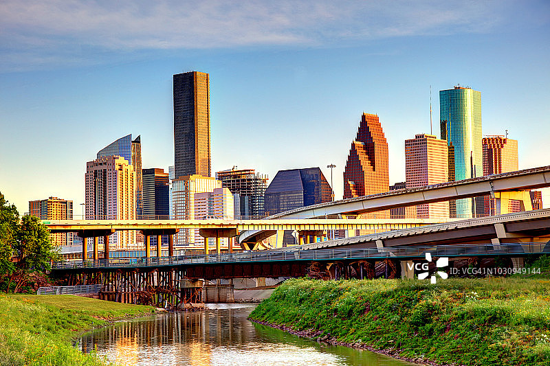 德克萨斯州休斯顿市中心天际线图片素材