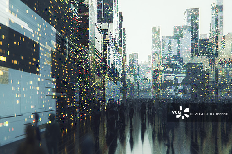 未来都市街道人行道图片素材