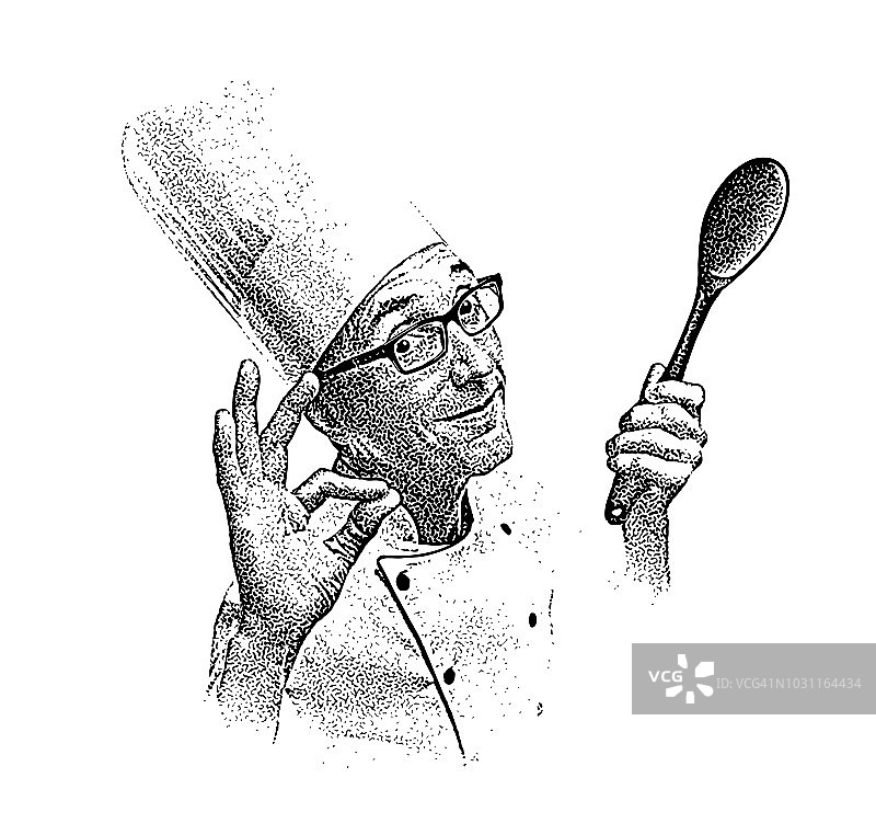 笑容满面的男厨师做出OK手势图片素材