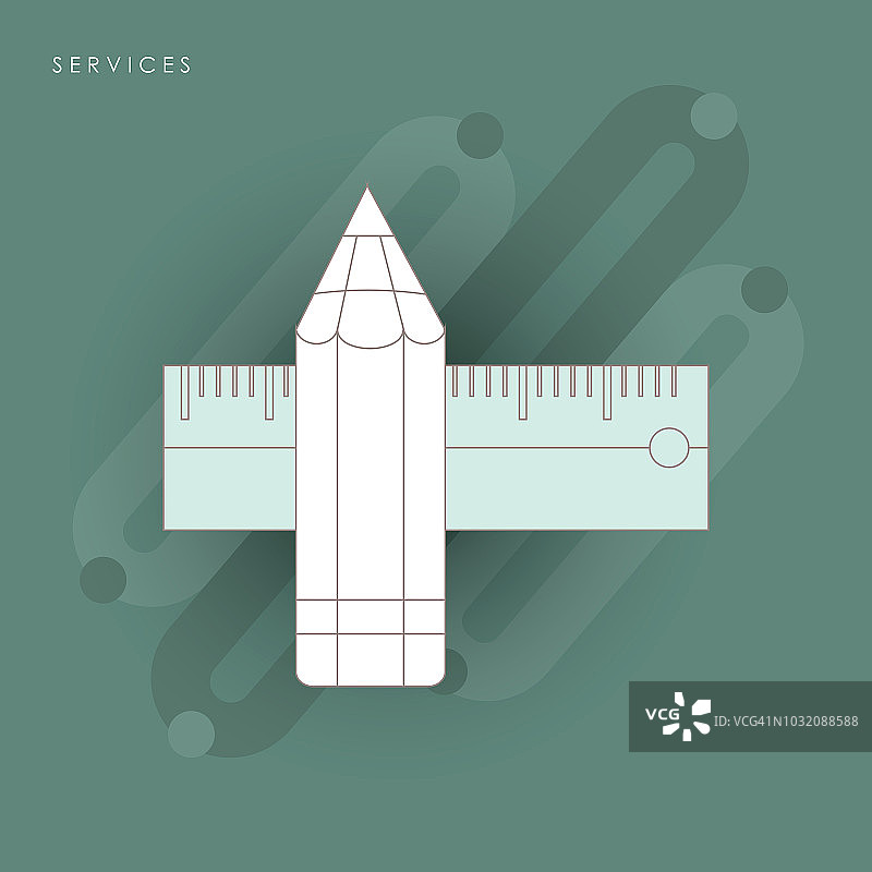 铅笔和尺子图标图片素材