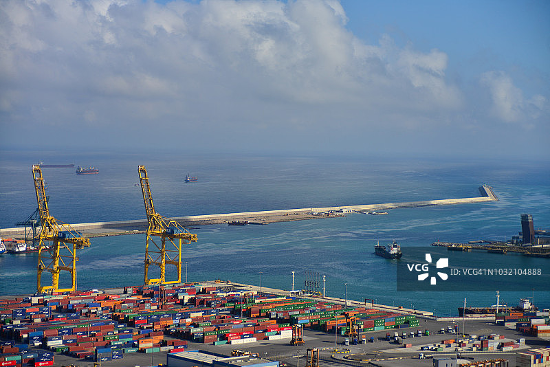 巴塞罗那港口航拍图片素材