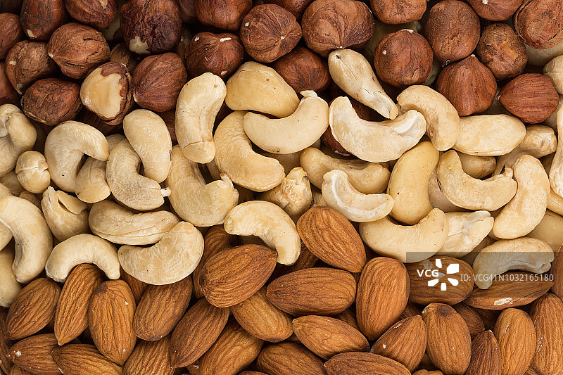 各种坚果混合背景特写图片素材