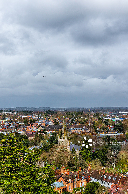 英国沃里克郡的沃里克镇和沃里克城堡图片素材