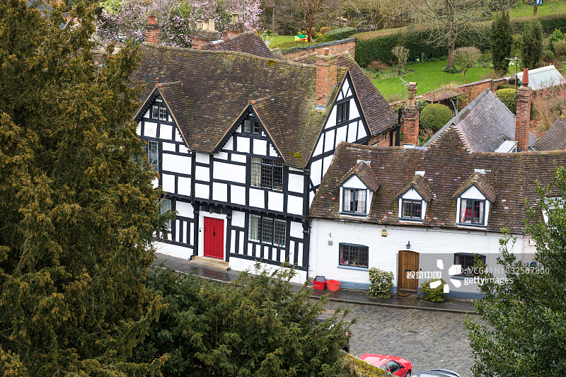 英国沃里克郡的沃里克镇和沃里克城堡图片素材