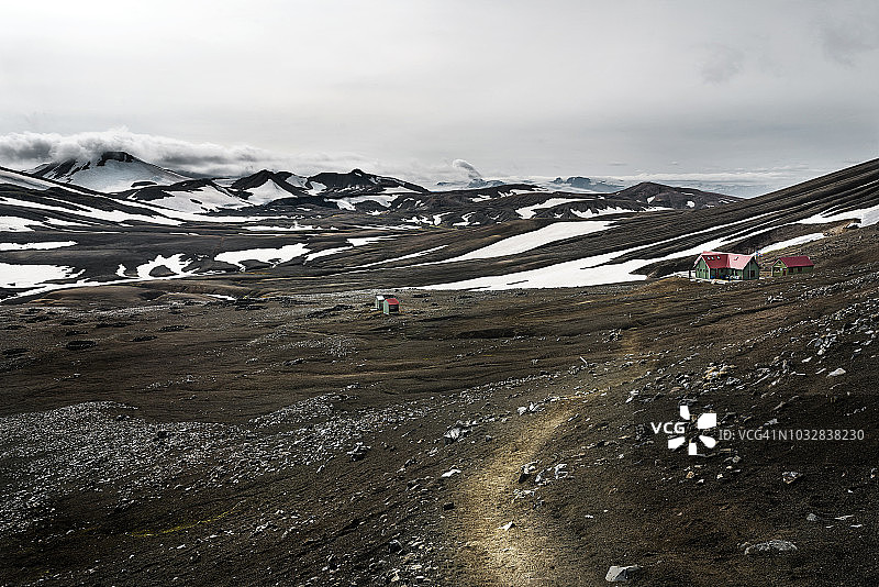 冰岛西南部高地：兰德曼纳劳卡，Hrafntinnusker小屋图片素材