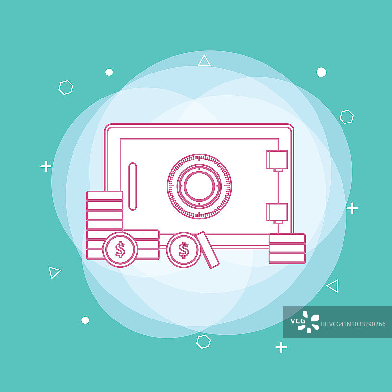 带有货币图标的保险箱概念图片素材