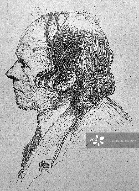 一个头发稀疏的成年男性的个人资料 - 1895年图片素材