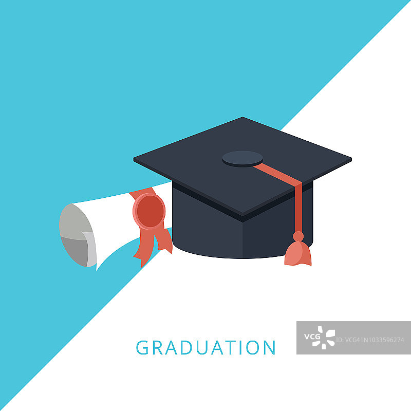 戴着学士帽和拿着毕业证的大学生图片素材