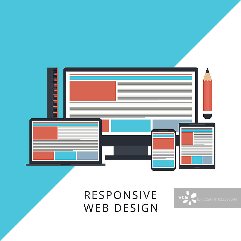 平面设计中不同设备上的响应式设计图片素材