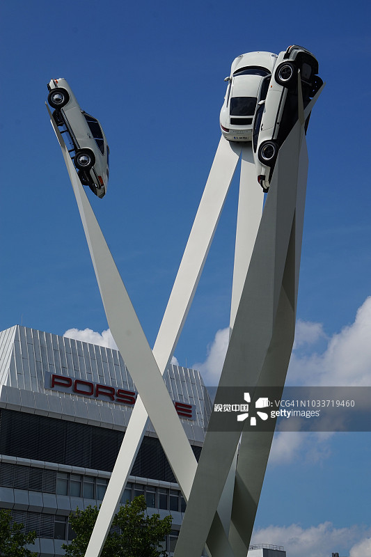 保时捷雕塑特写，德国斯图加特图片素材