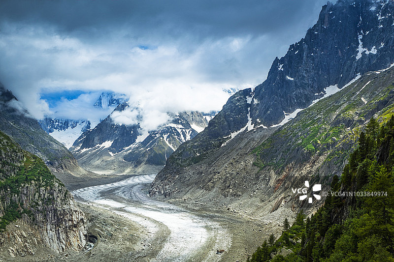 夏季冰海和格朗德斯约拉斯的景色图片素材