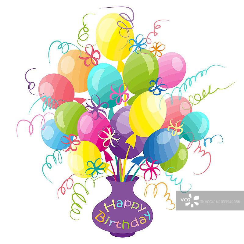 生日快乐贺卡：手绘气球图片素材