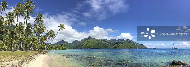 Taahiamanu海滩全景图片素材