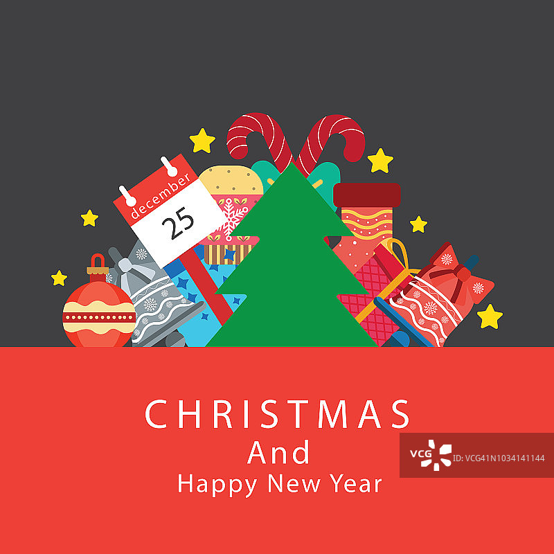 扁平风格圣诞节概念元素图片素材