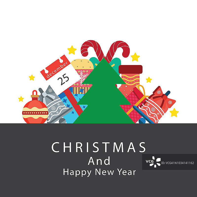 扁平风格圣诞节概念元素图片素材