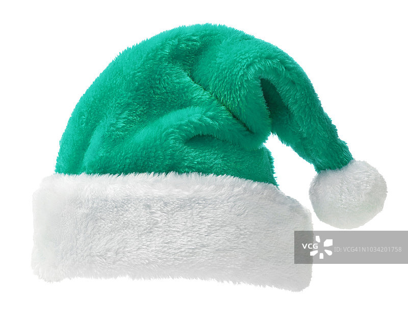 白色背景上的天蓝色圣诞帽图片素材