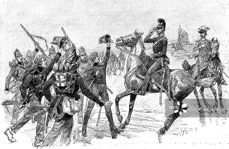 萨克森的艾伯特王子在迪珀尔欢迎萨克森步兵营（1849年4月13日）图片素材