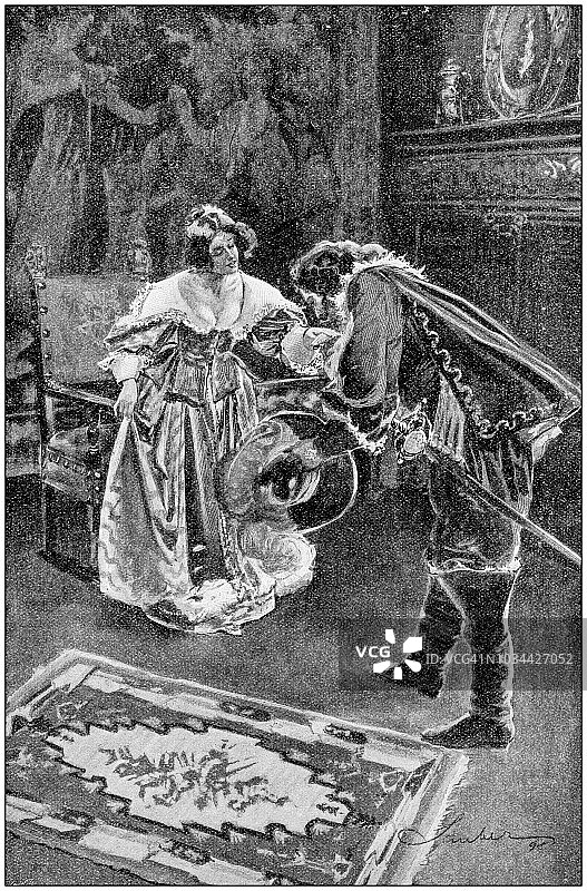 古董绘画插图：火枪手图片素材