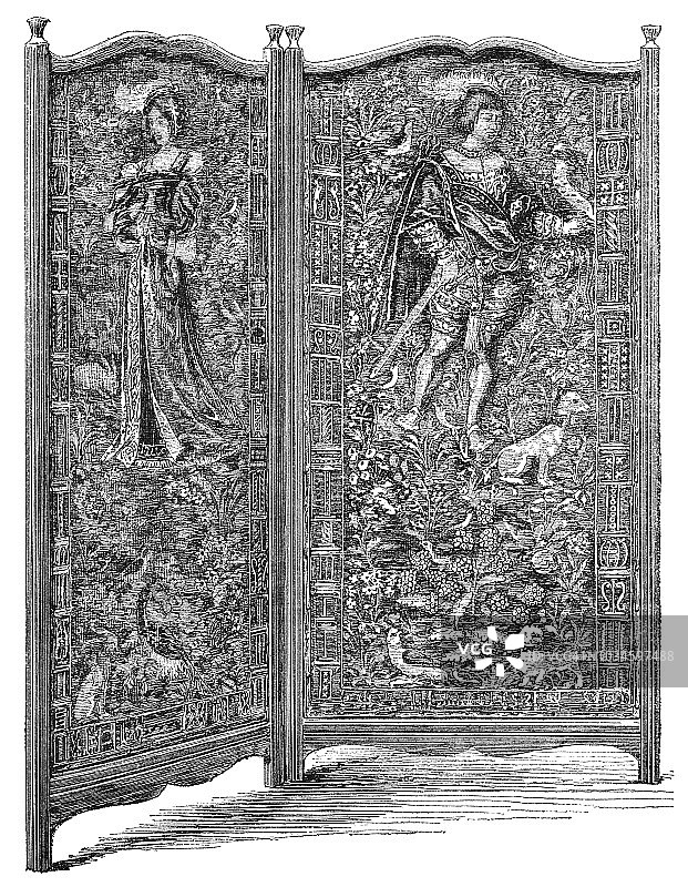 古董挂毯隔断屏风（16世纪）图片素材