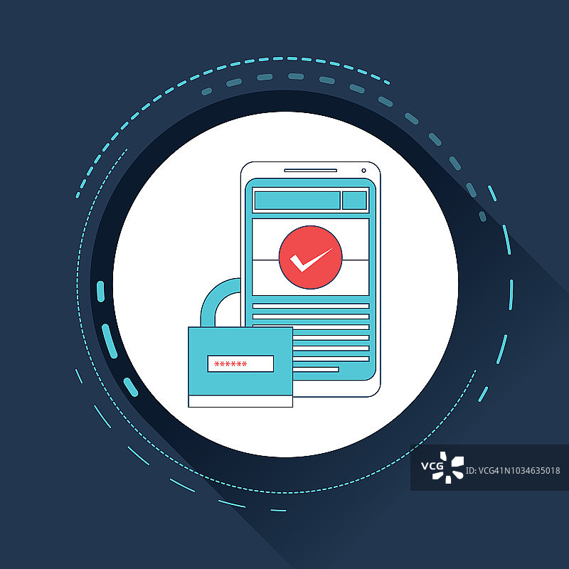 智能手机屏幕上的移动安全应用图片素材