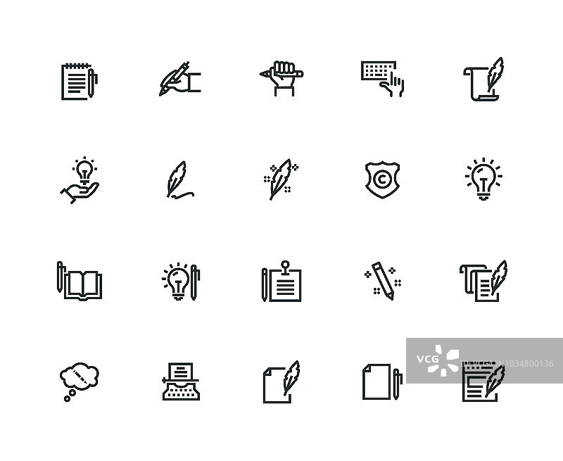 文案写作图标集 - 粗线系列图片素材