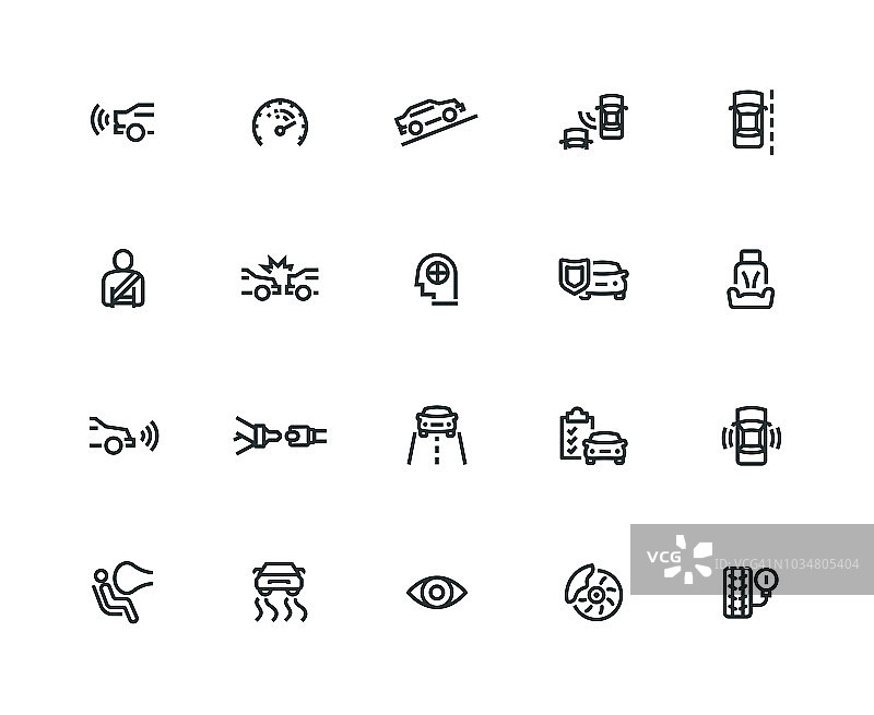 汽车安全图标集-粗线系列图片素材