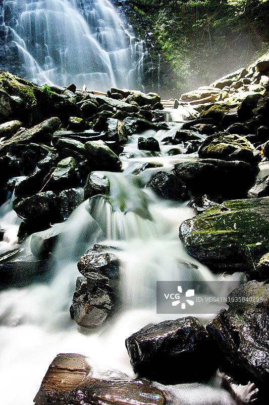 北卡罗来纳州蟹树瀑布的长曝光图片素材