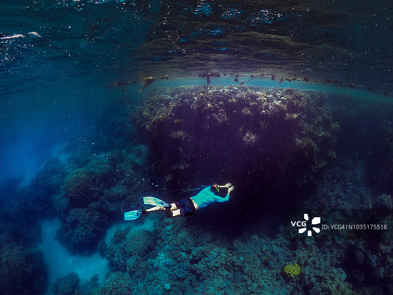男子在埃及红海浮潜图片素材
