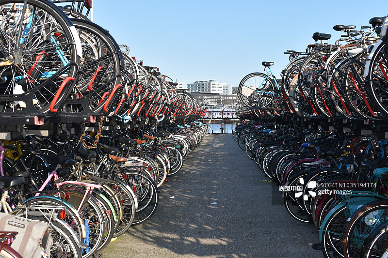 荷兰阿姆斯特丹停放的自行车图片素材