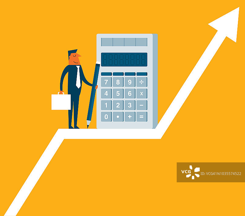 商人与计算器，银行会计师图片素材