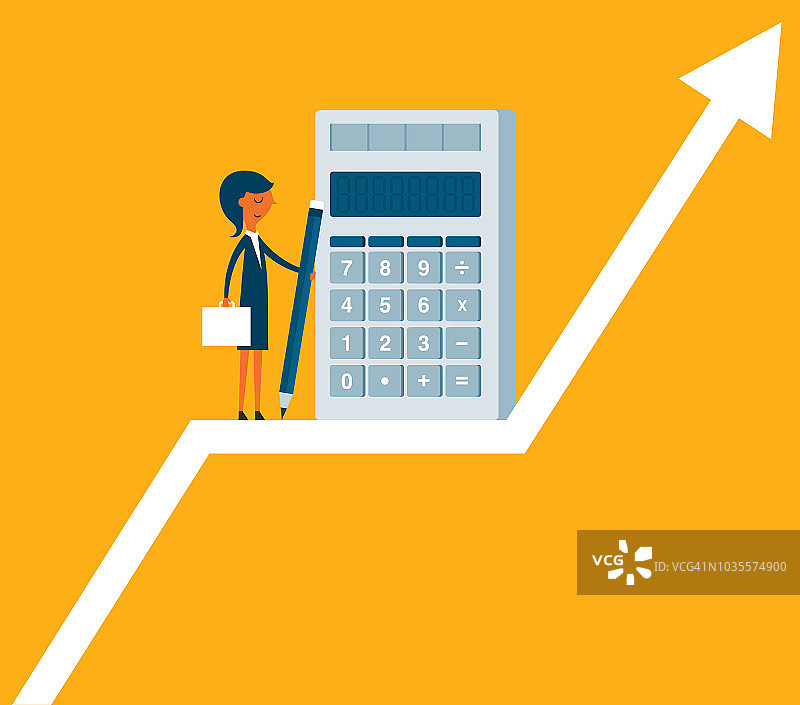 使用计算器的银行会计女商人图片素材