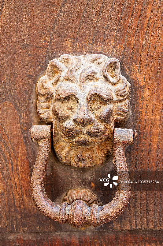 装饰青铜狮头门把手图片素材