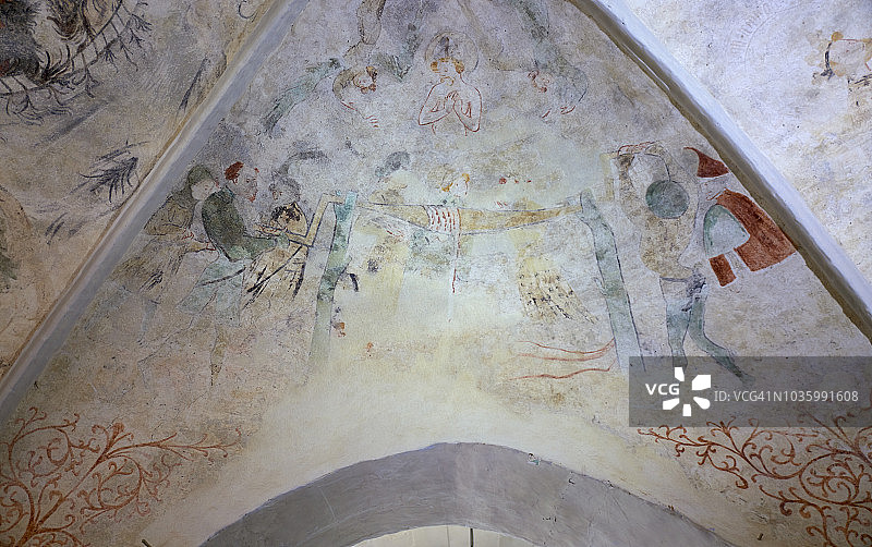 Mellenthin村庄教堂：圣器收藏室的天花板壁画图片素材