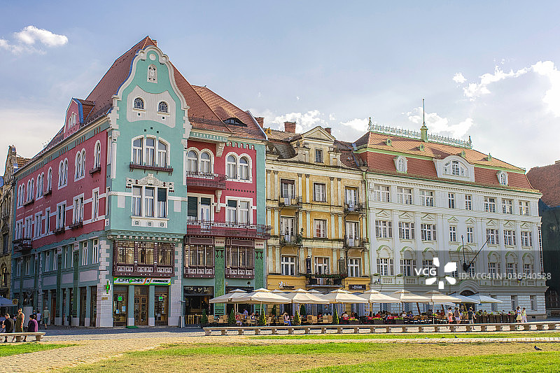 罗马尼亚蒂米什瓦拉联合广场的漂亮房子图片素材