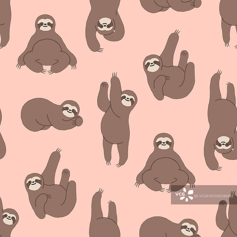 手绘树懒无缝图案图片素材