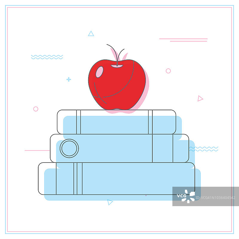 书堆上的红苹果图片素材