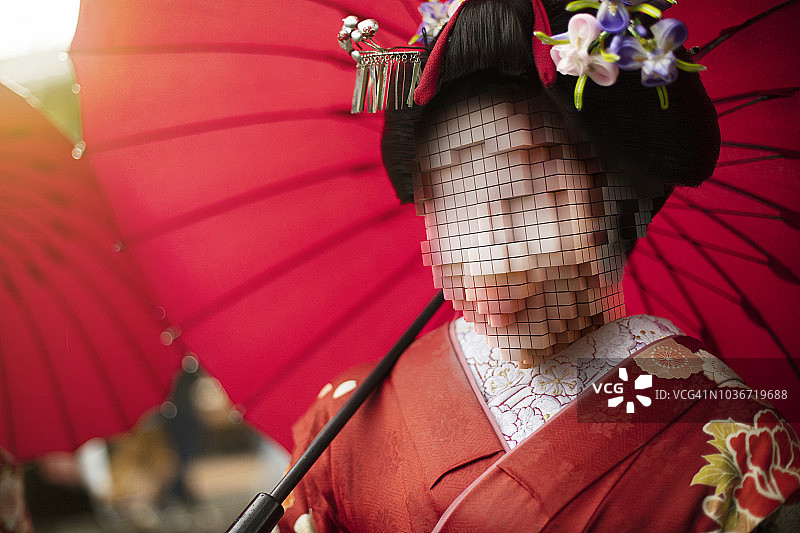 像素风艺伎头像图片素材