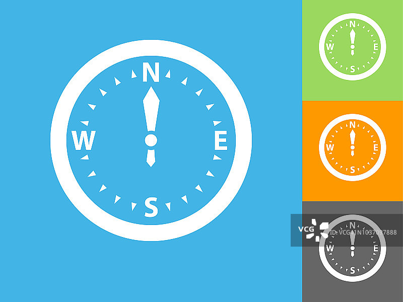 蓝色背景上的扁平风格指南针图标图片素材