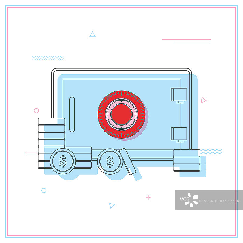 带有货币图标的保险箱概念图片素材