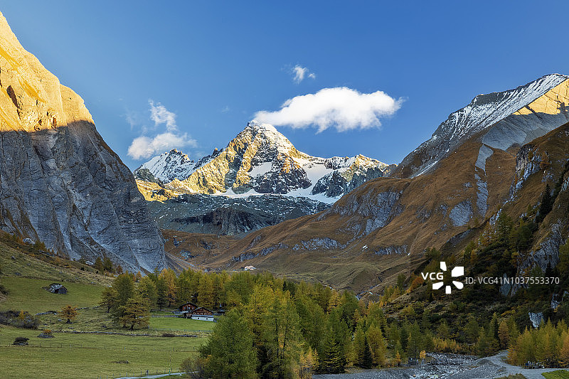 秋季格罗斯格洛克纳山阿尔卑斯山的科德尼茨山谷图片素材