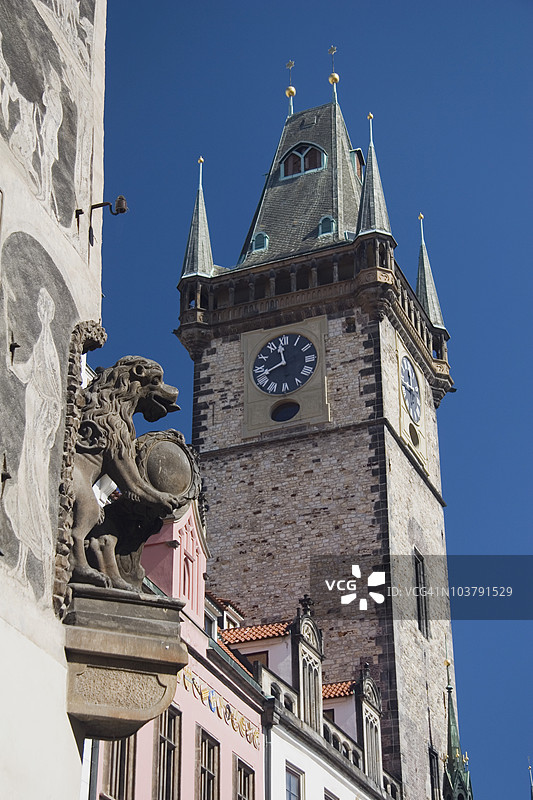 布拉格老市政厅塔，捷克共和国图片素材