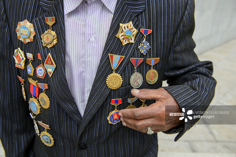 蒙古乌兰巴托的奖牌特写图片素材