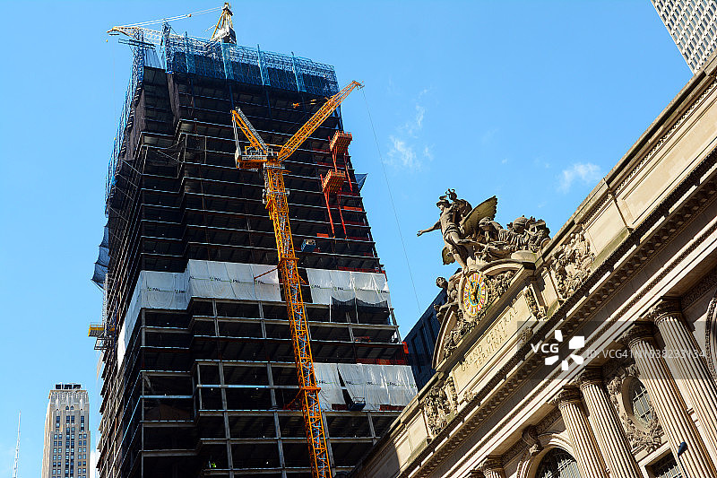 纽约市在建的中央车站和范德比尔特一号图片素材