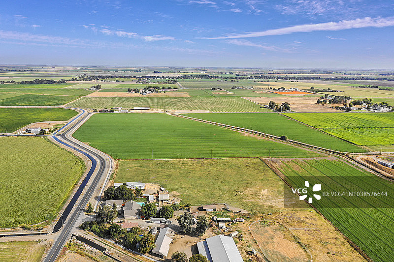 加利福尼亚州农田鸟瞰图图片素材