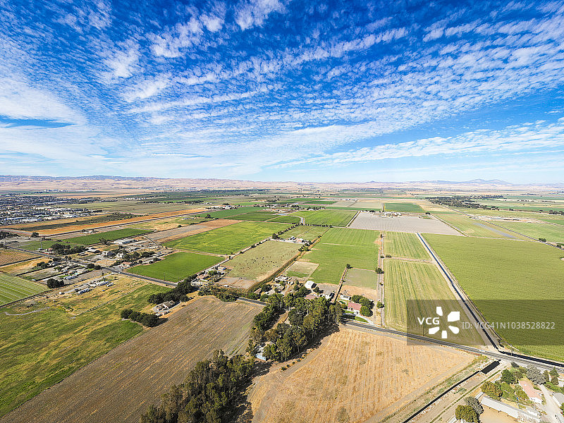 加利福尼亚州农田鸟瞰图图片素材