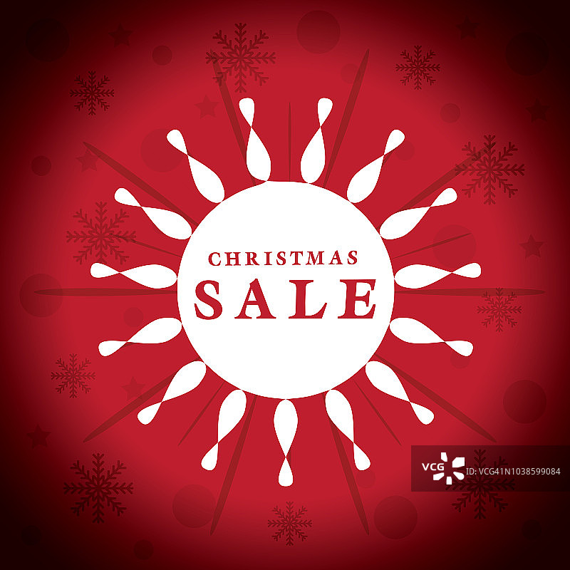 圣诞促销。带有雪花和闪亮火花的矢量背景。徽章 - 插图图片素材