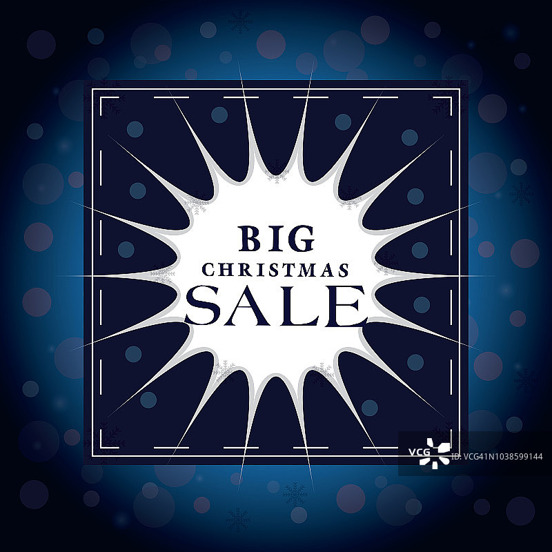 圣诞促销。带有雪花和闪亮火花的矢量背景。徽章 - 插图图片素材